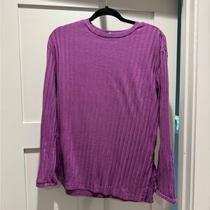 Melrose & Market Purple Ribbed Long Sleeve Top Sz M